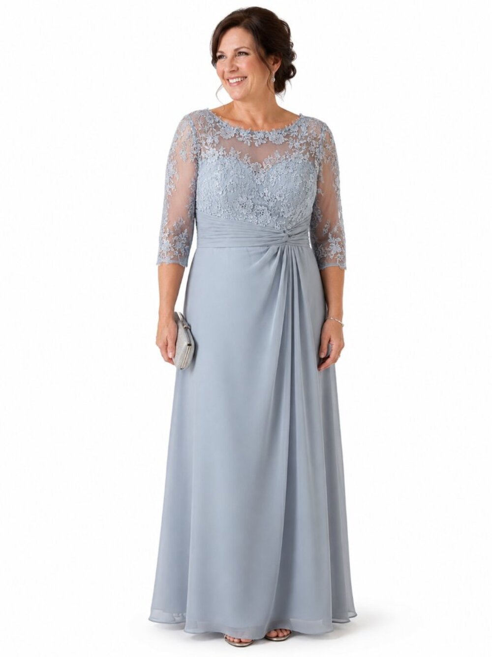 Make You Pretty More Lace A-Line Wedding Formal Gown in Light Blue Size 12 NWT
